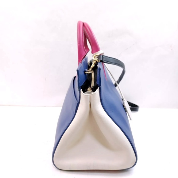 Saint Laurent Calfskin Small Cabas Rive Gauche Multicolor Blue White Pink Tote - Picture 3 of 13